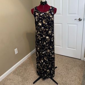 Black and Cream Floral Maxi Dress